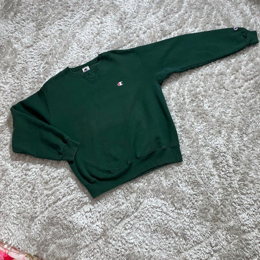 vintage sweatshirt champion 90s 1990s soft | M-L | dark green usa v stitch