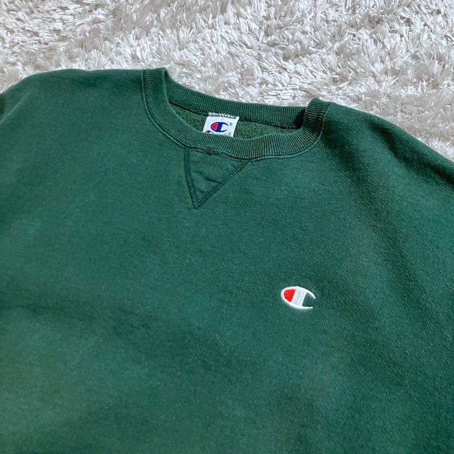 vintage sweatshirt champion 90s 1990s soft | M-L | dark green usa v stitch