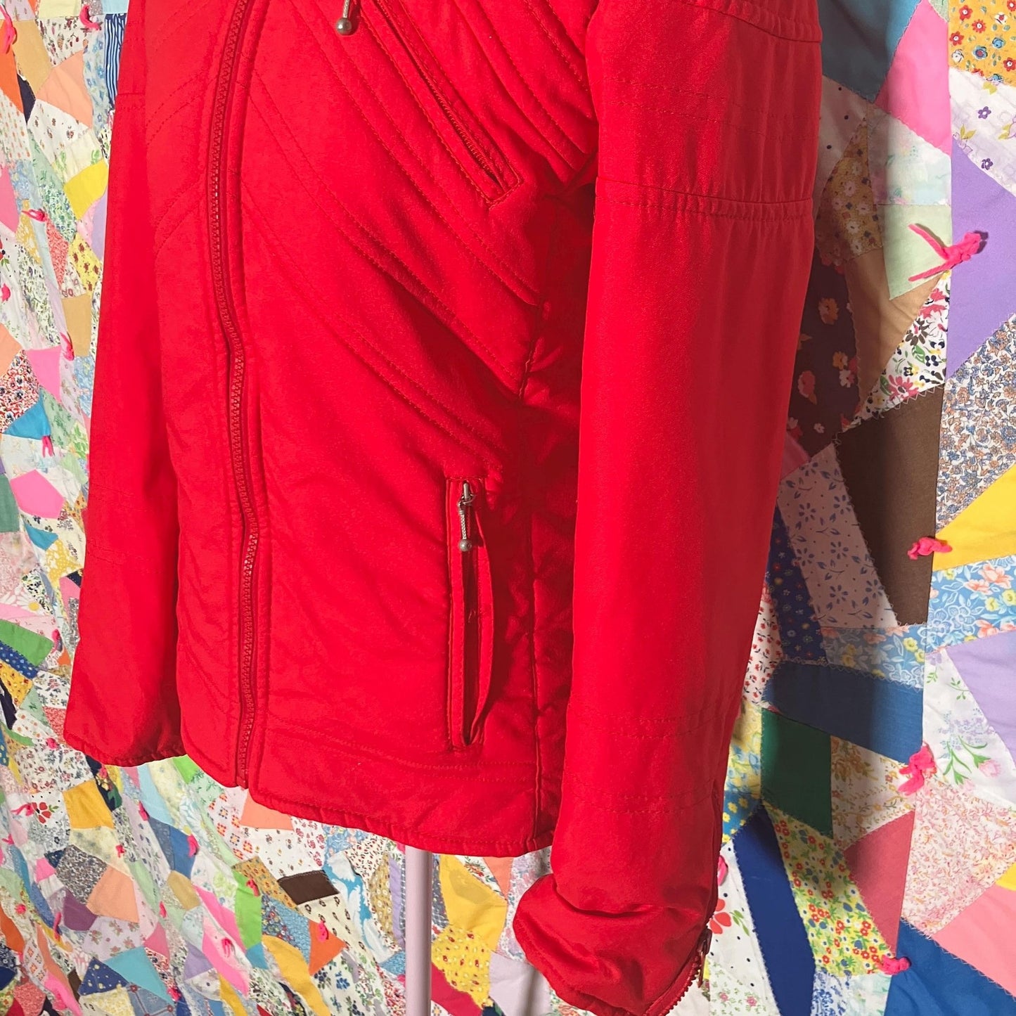70s red jacket moto | S - M |  bright red Mossant Paris