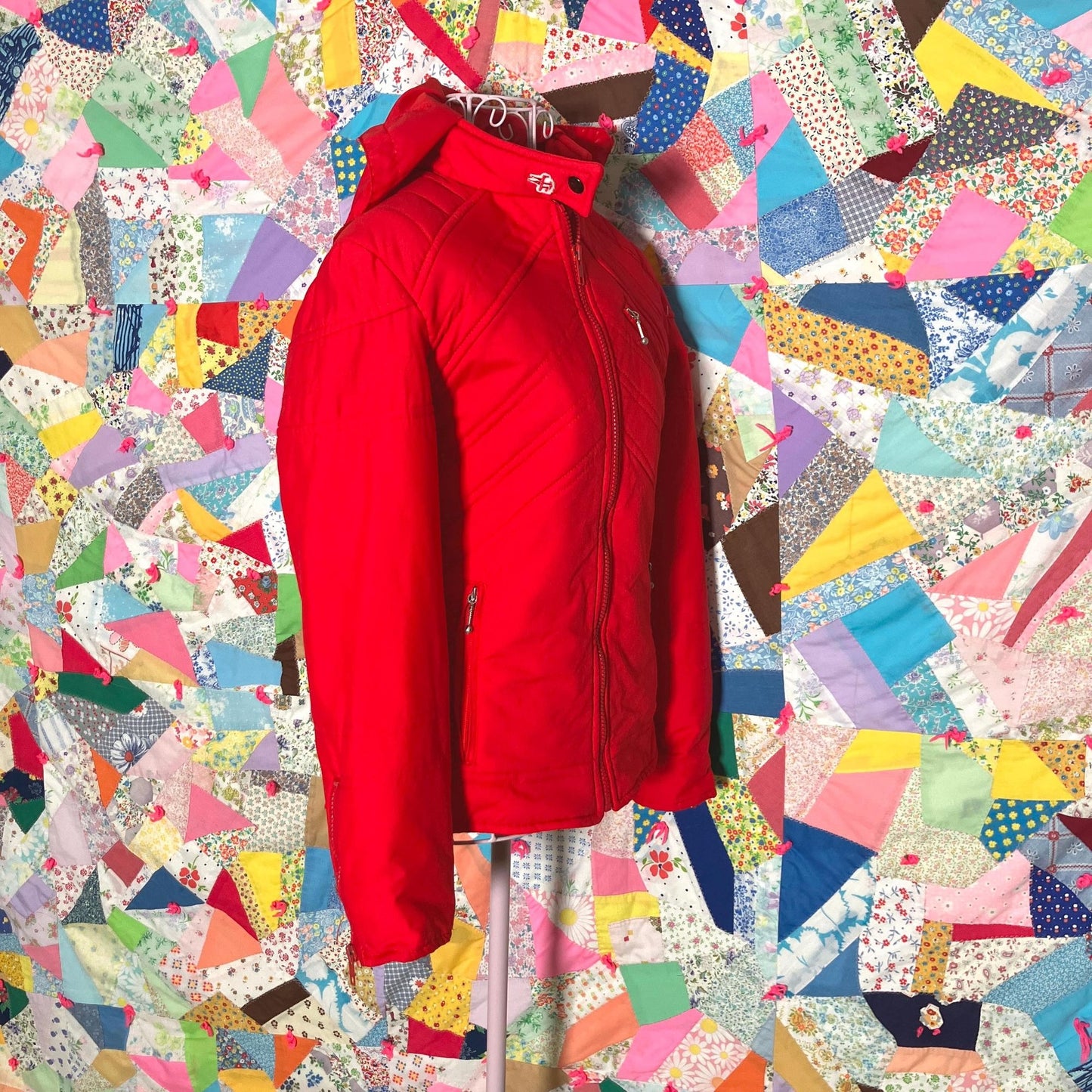 70s red jacket moto | S - M |  bright red Mossant Paris