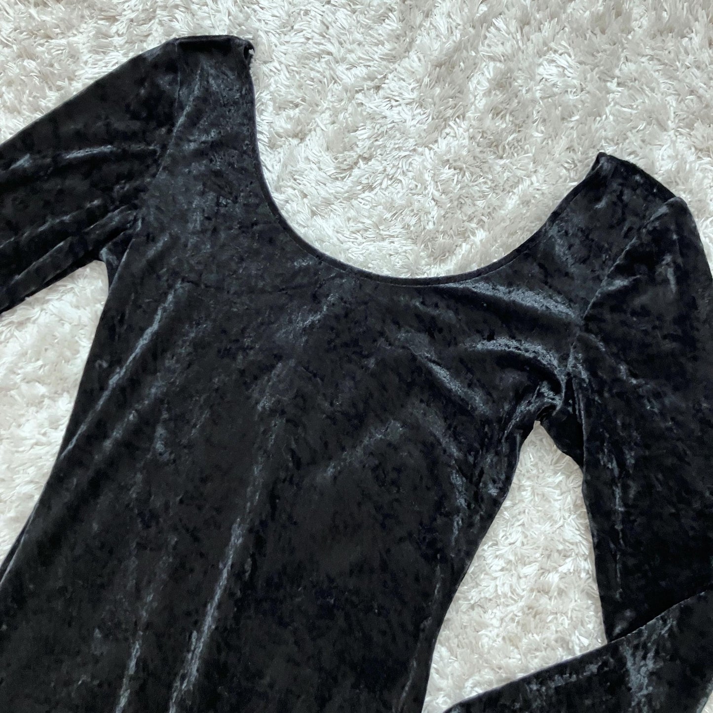 vintage dress All That Jazz black crushed velvet 90s | XS-S | minimal 1990s maxi  long sleeve whimsigoth