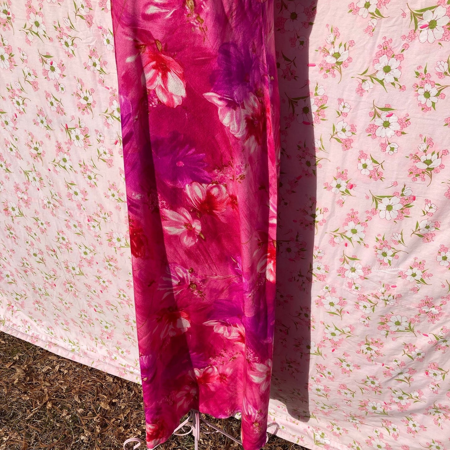 70s vintage maxi dress | S-M | Hawaiian floral pink  1970s Pomare Hawaii