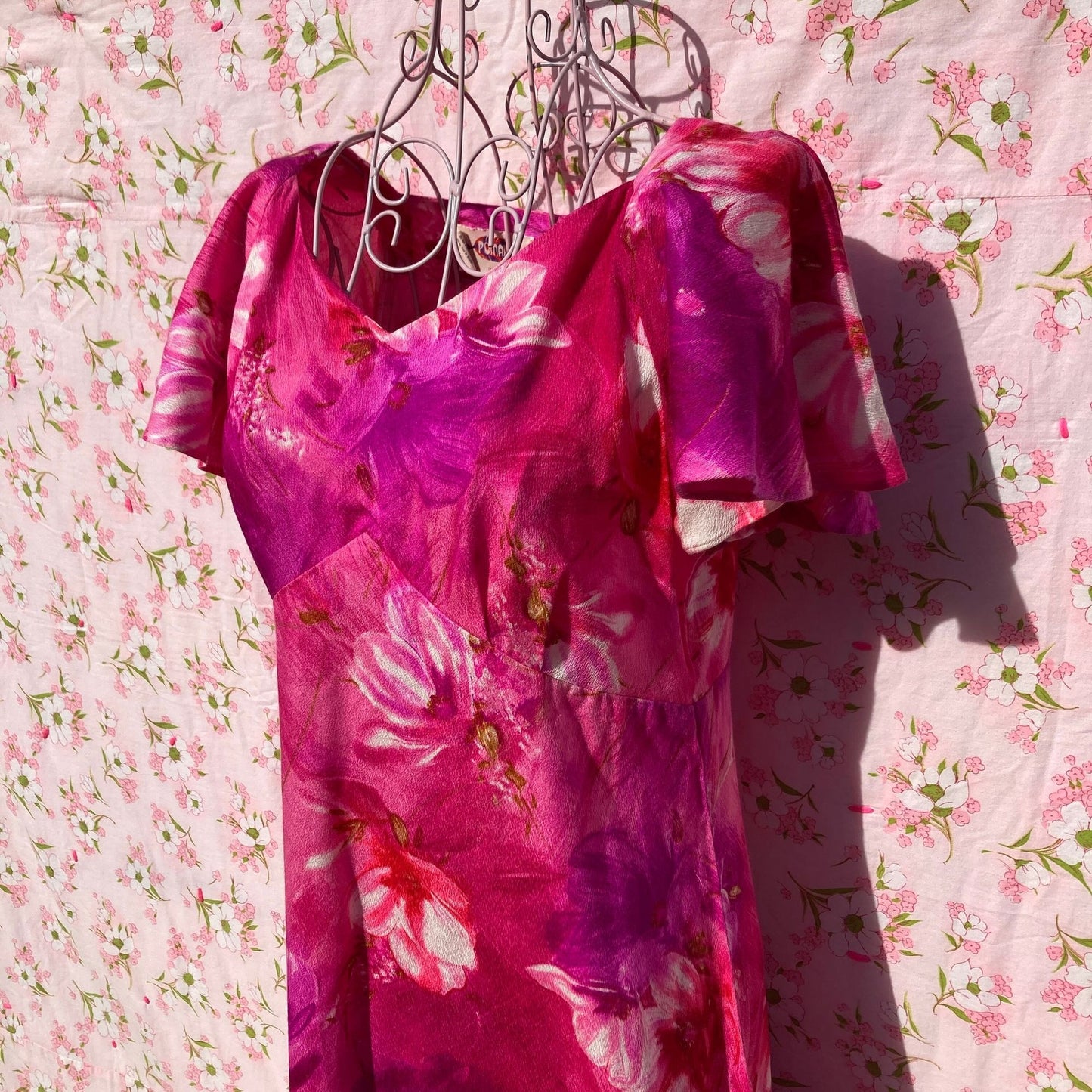 70s vintage maxi dress | S-M | Hawaiian floral pink  1970s Pomare Hawaii