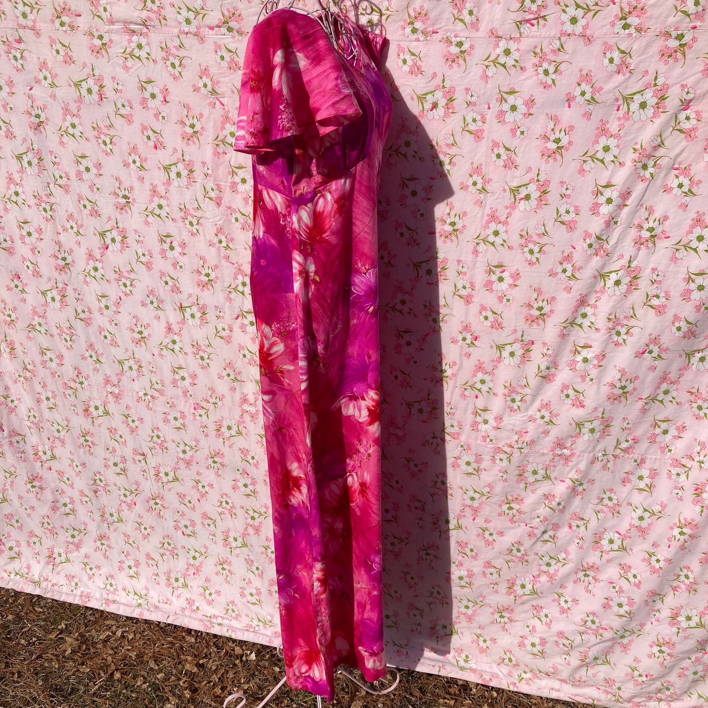 70s vintage maxi dress | S-M | Hawaiian floral pink  1970s Pomare Hawaii