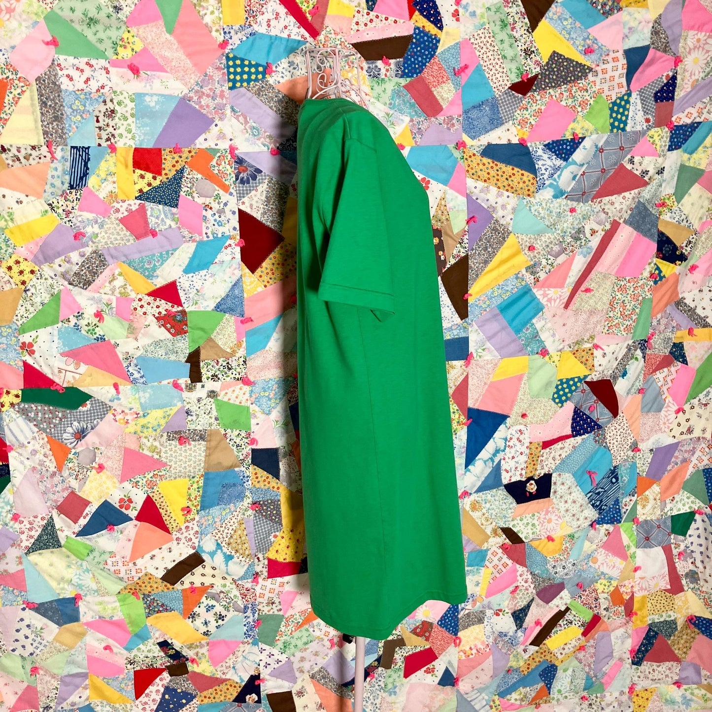 Vintage 80s 90s dress Kelly green t shirt | XS-M | 100% cotton midi short sleeve Lands' End made in USA