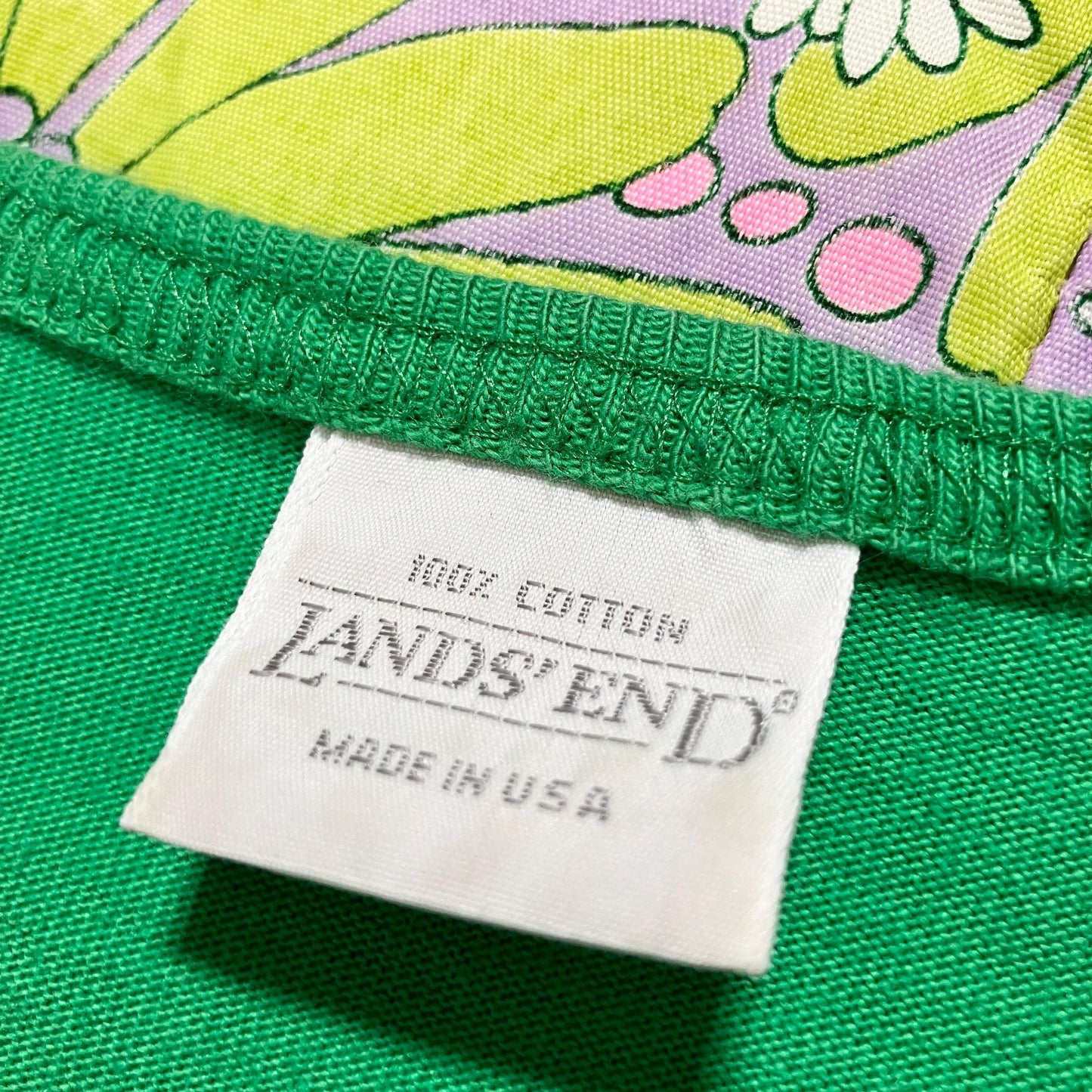 Vintage 80s 90s dress Kelly green t shirt | XS-M | 100% cotton midi short sleeve Lands' End made in USA