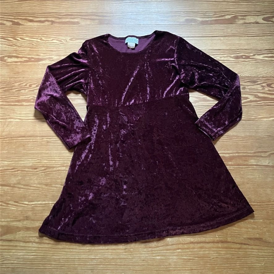 vintage 90s y2k dress crushed velvet 90s | M-L | burgundy wine red long sleeve whimsigoth Land 'N Sea