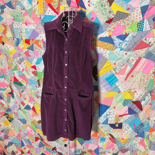 vintage 90s y2k dress purple corduroy jumper cottage chunky widewale soft NY Jeans