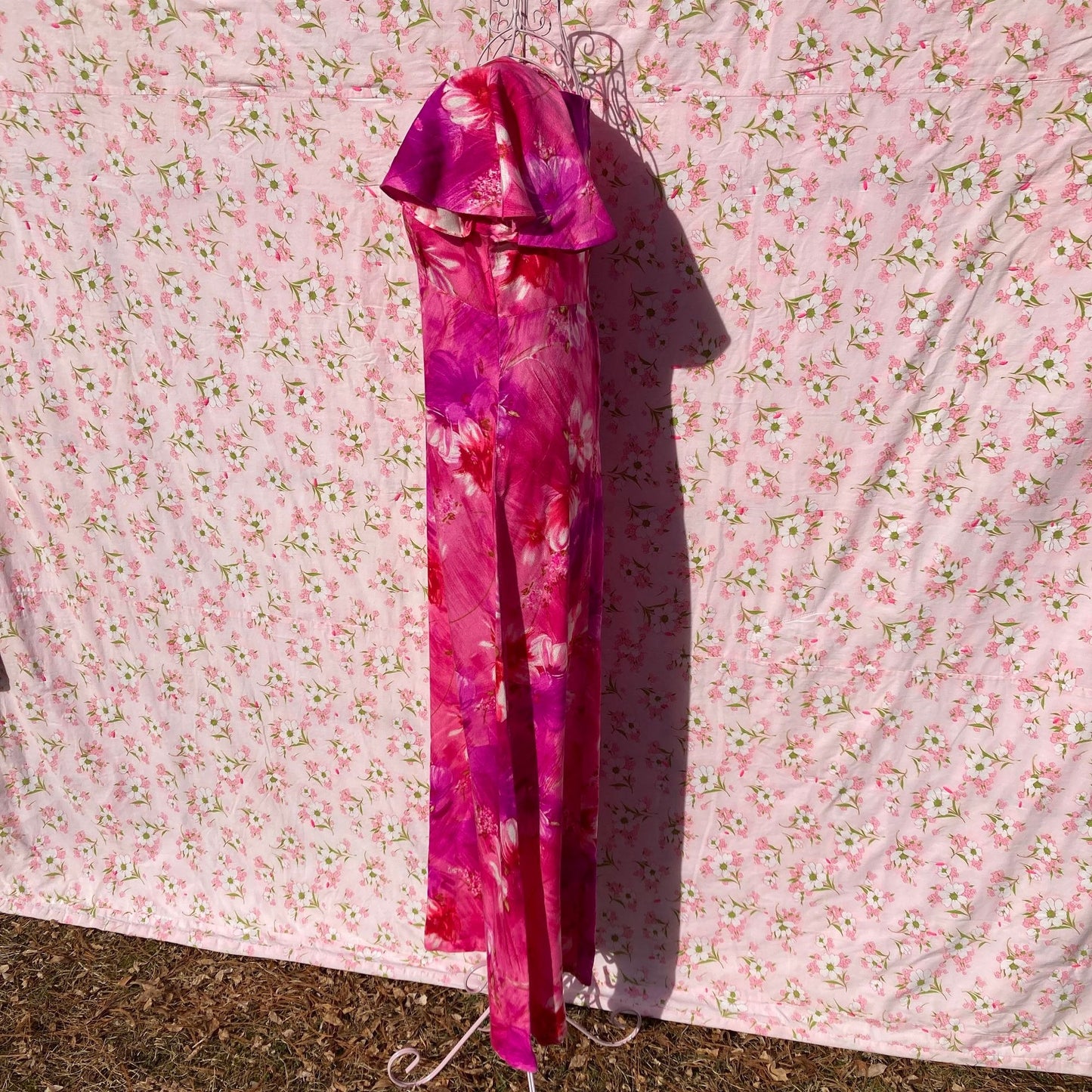 70s vintage maxi dress | S-M | Hawaiian floral pink  1970s Pomare Hawaii