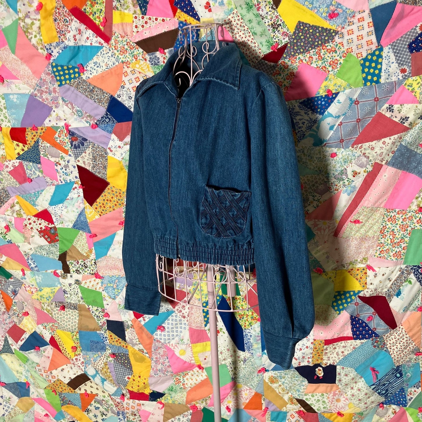 vintage 70s denim jean jacket | S - M | light wash  cropped crop 1970s cotton blend The Allies