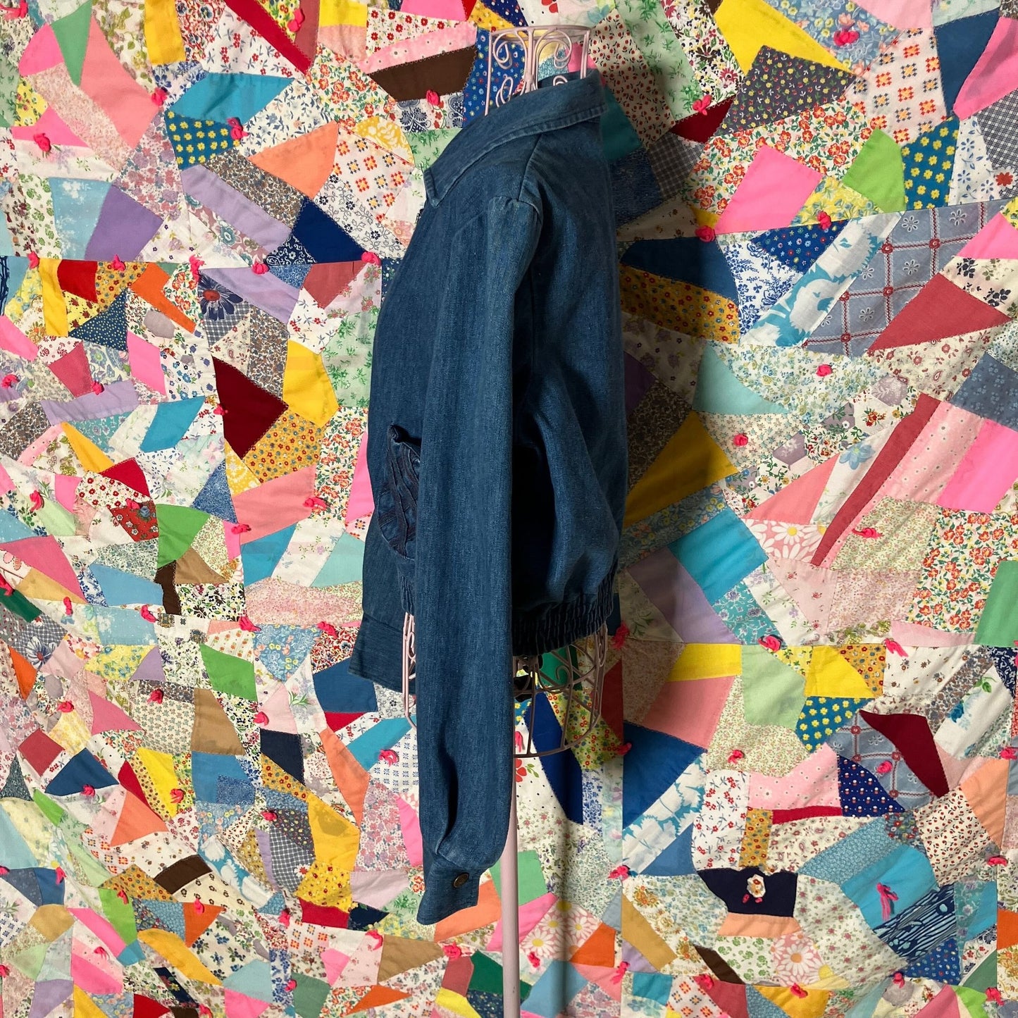 vintage 70s denim jean jacket | S - M | light wash  cropped crop 1970s cotton blend The Allies