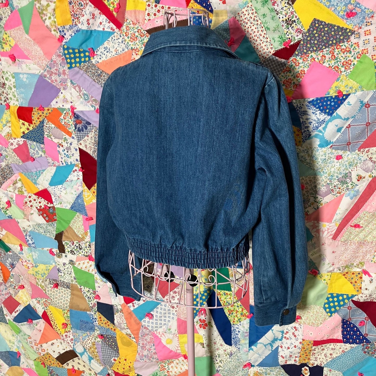 vintage 70s denim jean jacket | S - M | light wash  cropped crop 1970s cotton blend The Allies