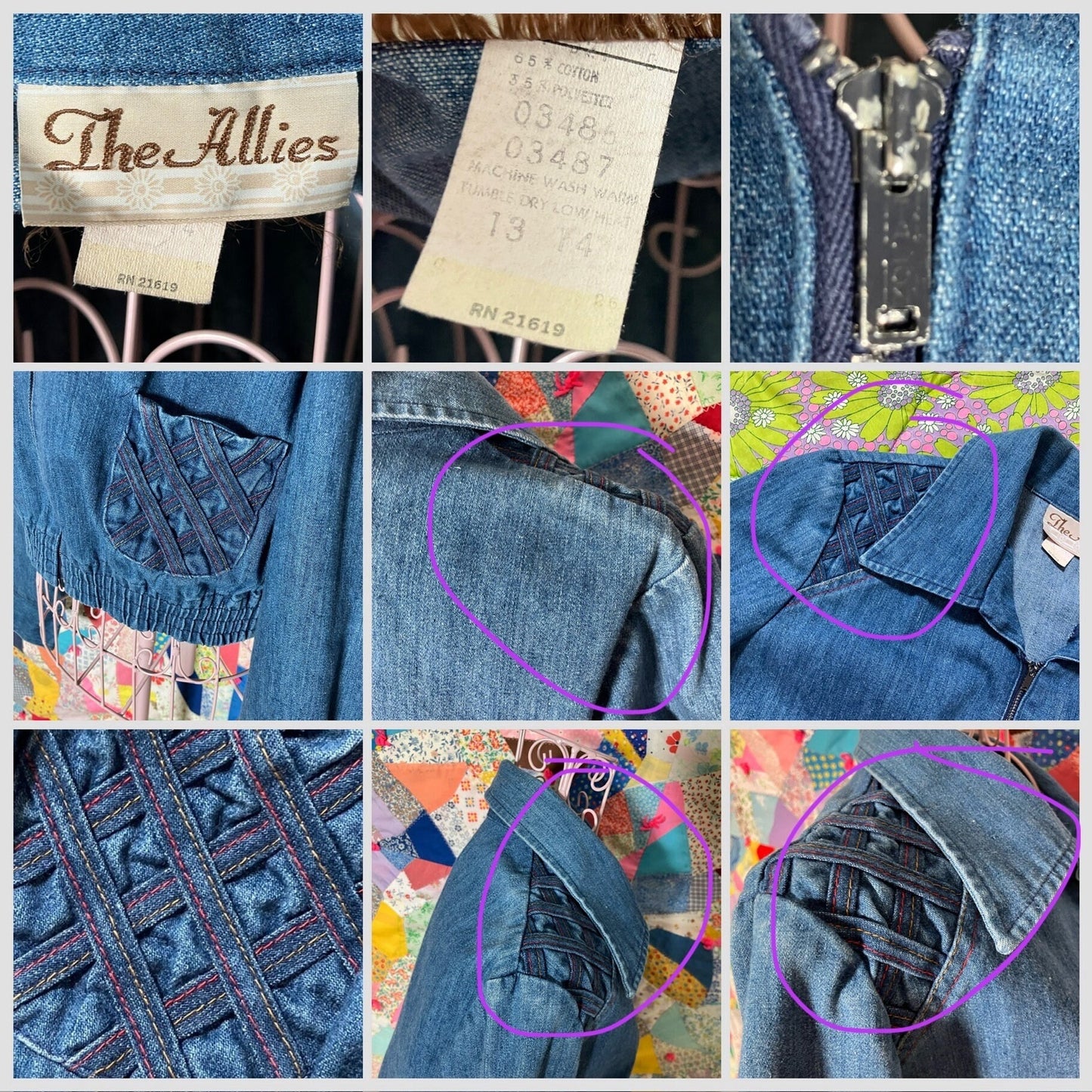 vintage 70s denim jean jacket | S - M | light wash  cropped crop 1970s cotton blend The Allies