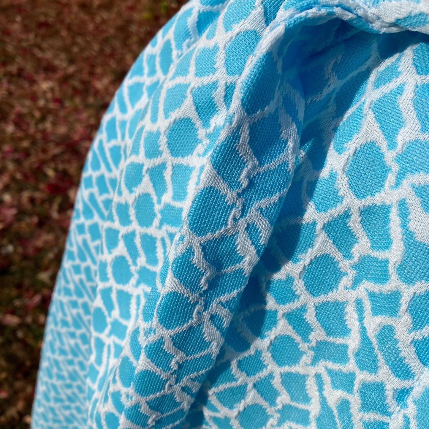 Vintage 70s  dress robins egg blue white abstract print collared dress | M-L | 1960s 1970s polyester collar Marty Gutmacher