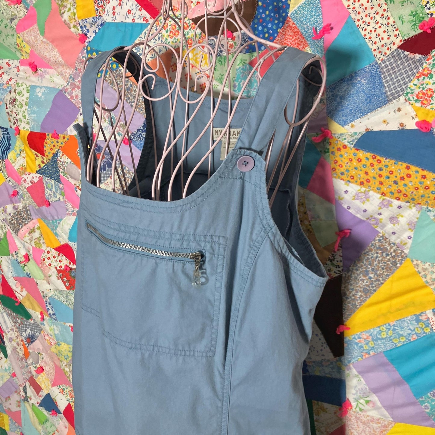 vintage 90s y2k maxi dress | M |   light blue khaki cotton overall  NY Khakis cargo