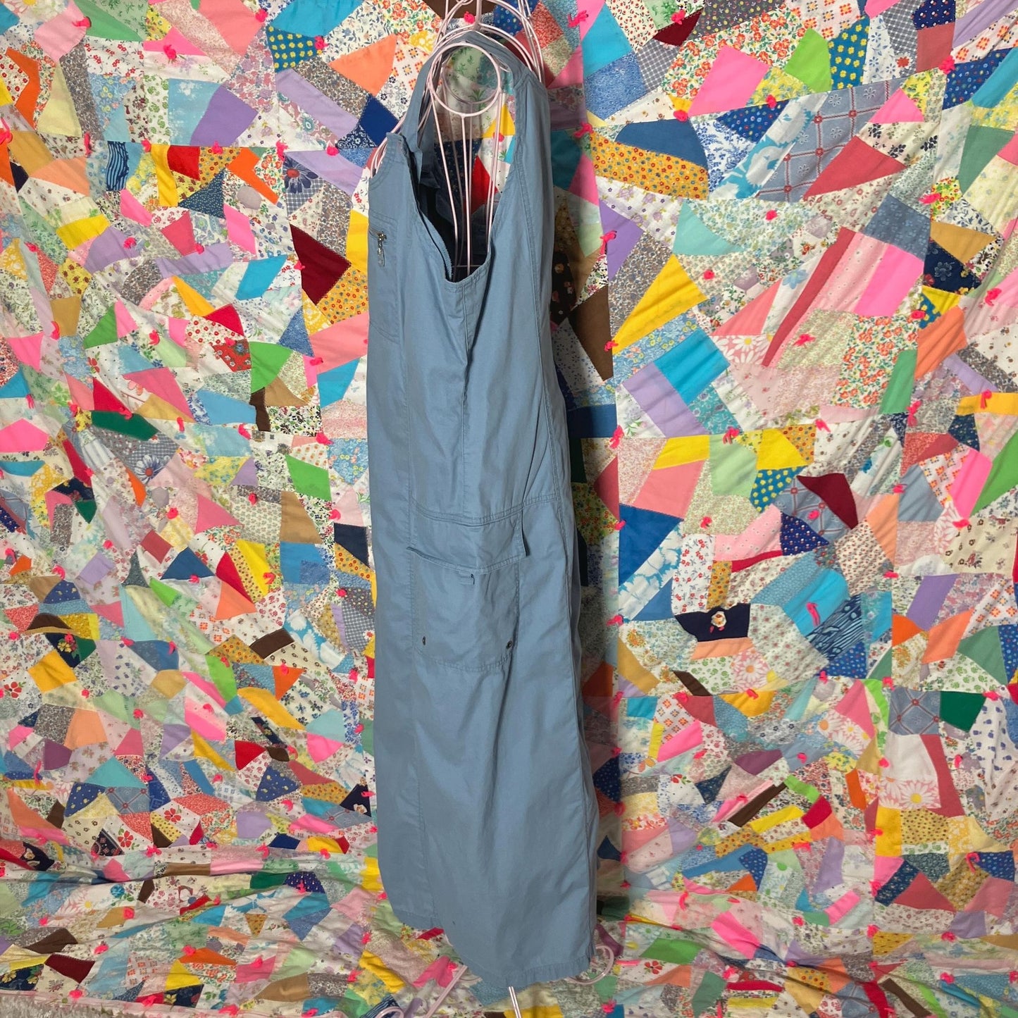 vintage 90s y2k maxi dress | M |   light blue khaki cotton overall  NY Khakis cargo