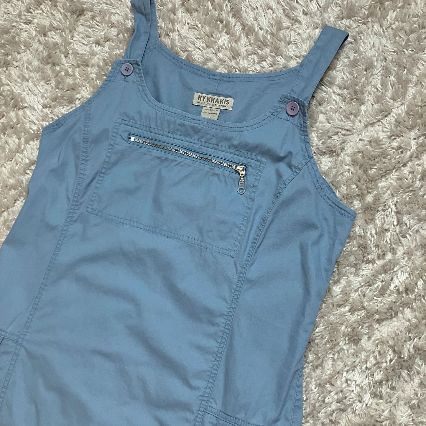 vintage 90s y2k maxi dress | M |   light blue khaki cotton overall  NY Khakis cargo