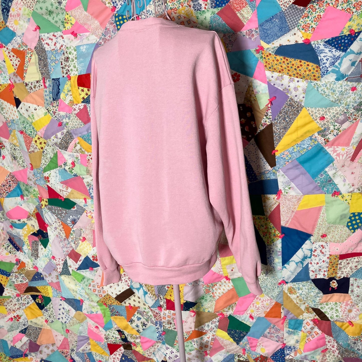 Vintage 80s 90s grandma sweatshirt pastel pink  floral  |S-M| flaws as is collared 1980s tulips  Jerzees  yellow blue white spring