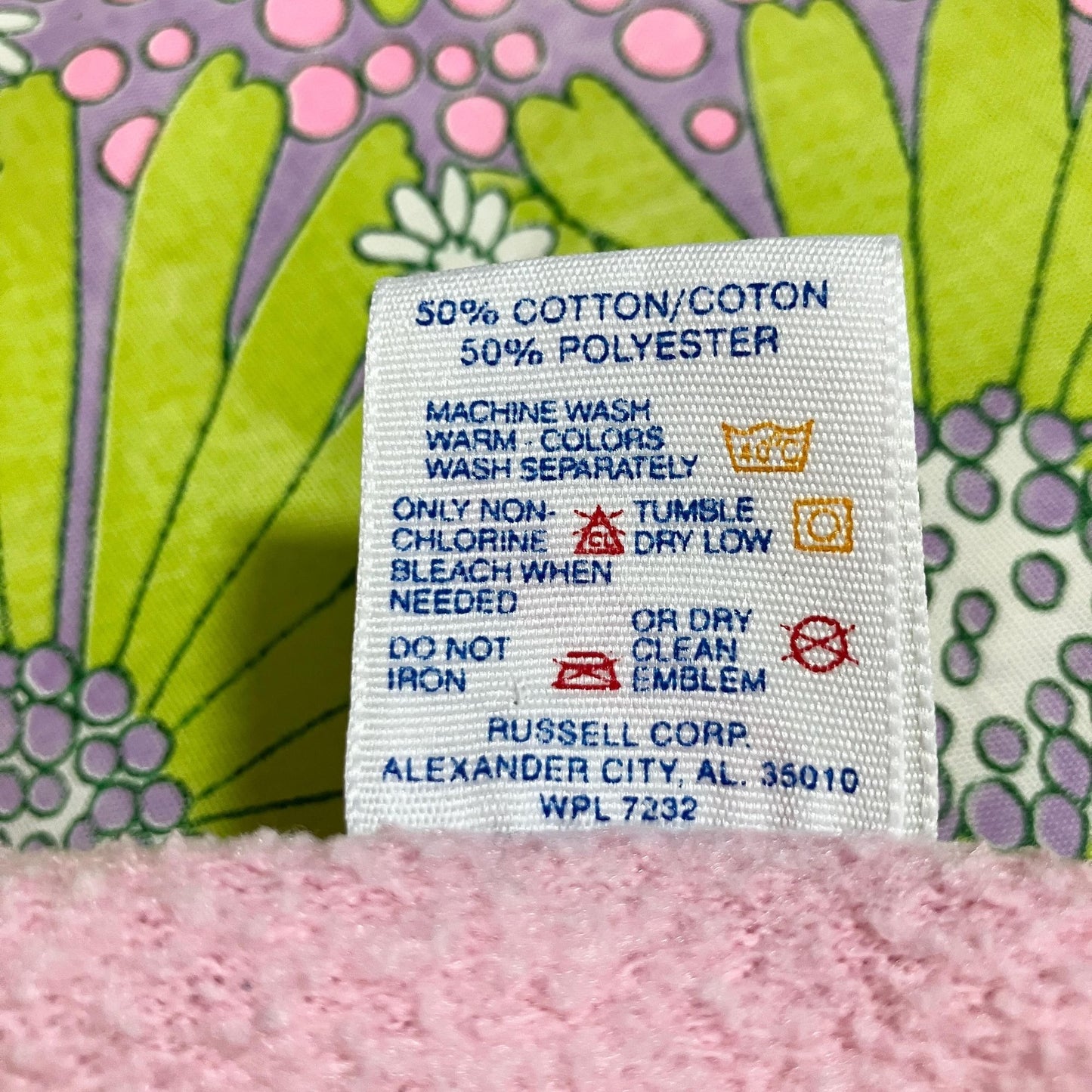 Vintage 80s 90s grandma sweatshirt pastel pink  floral  |S-M| flaws as is collared 1980s tulips  Jerzees  yellow blue white spring