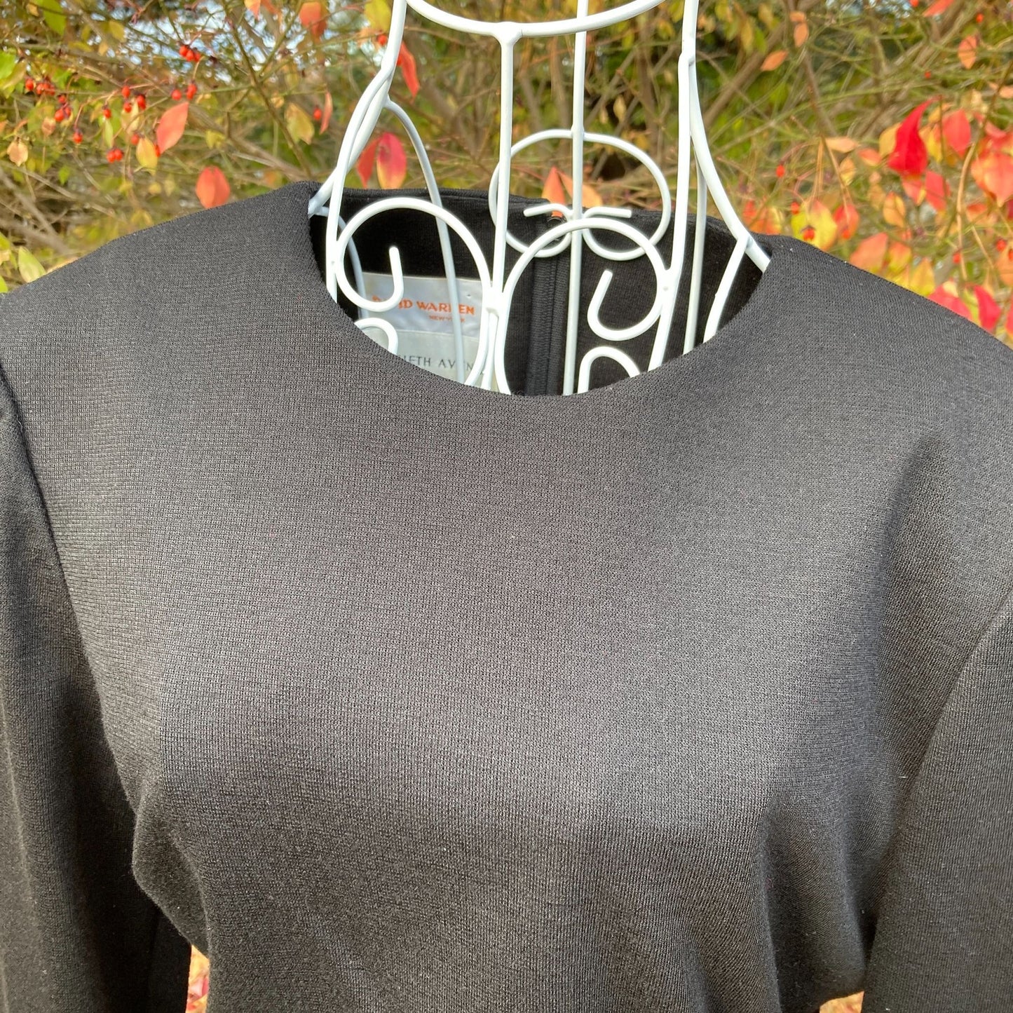 vintage 89s dress black Saks Fifth Ave | XS - S | David Warren New York party formal pearl long sleeve occasion wear ruching pearl