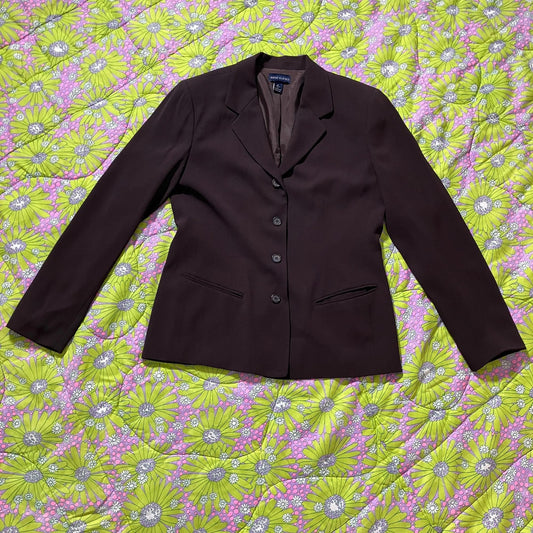 Vintage 90s blazer chocolate brown  |S-M| 90s Anne Klein II  long USA made