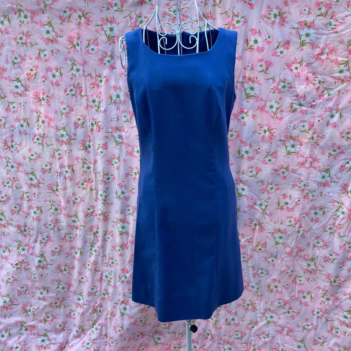 Vintage 60s 70s shift dress |S -M| blue 1960s 1970s