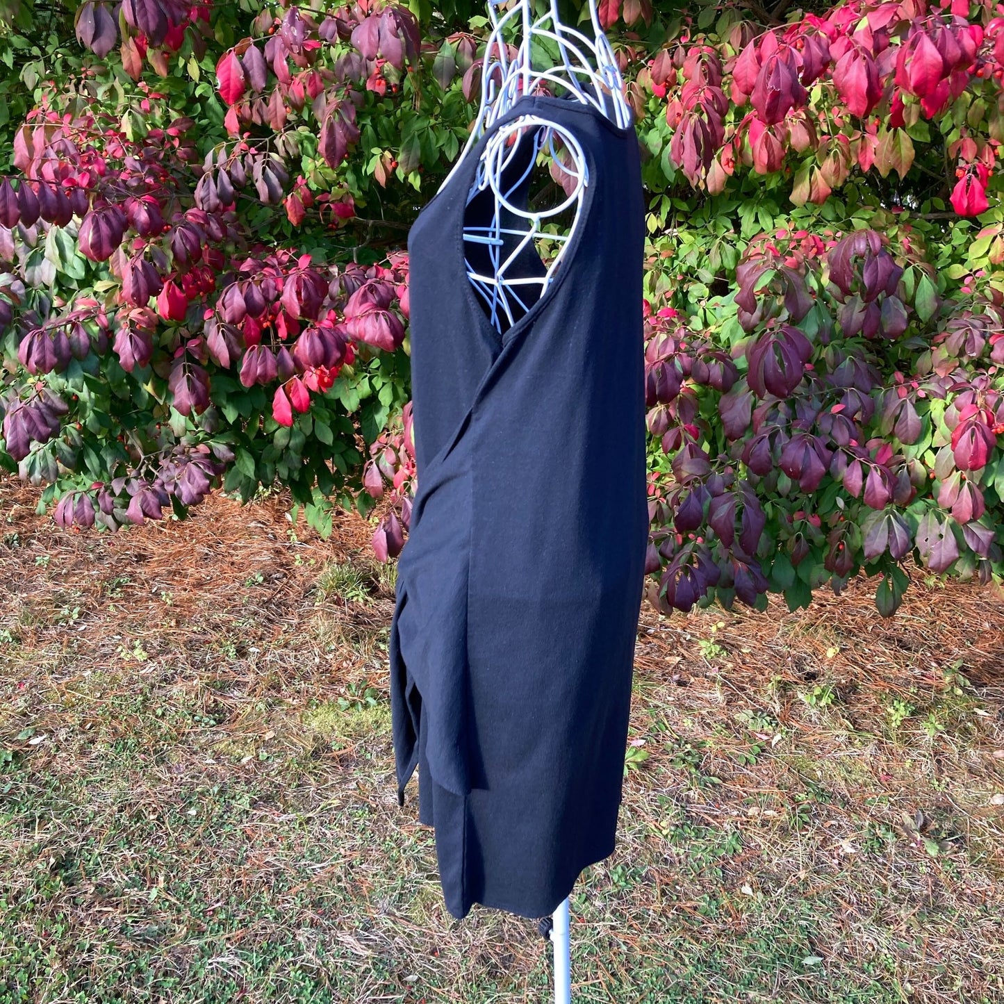 Vintage 70s black nightgown dress cover up | S - M | 1970s tie Petra Fashions