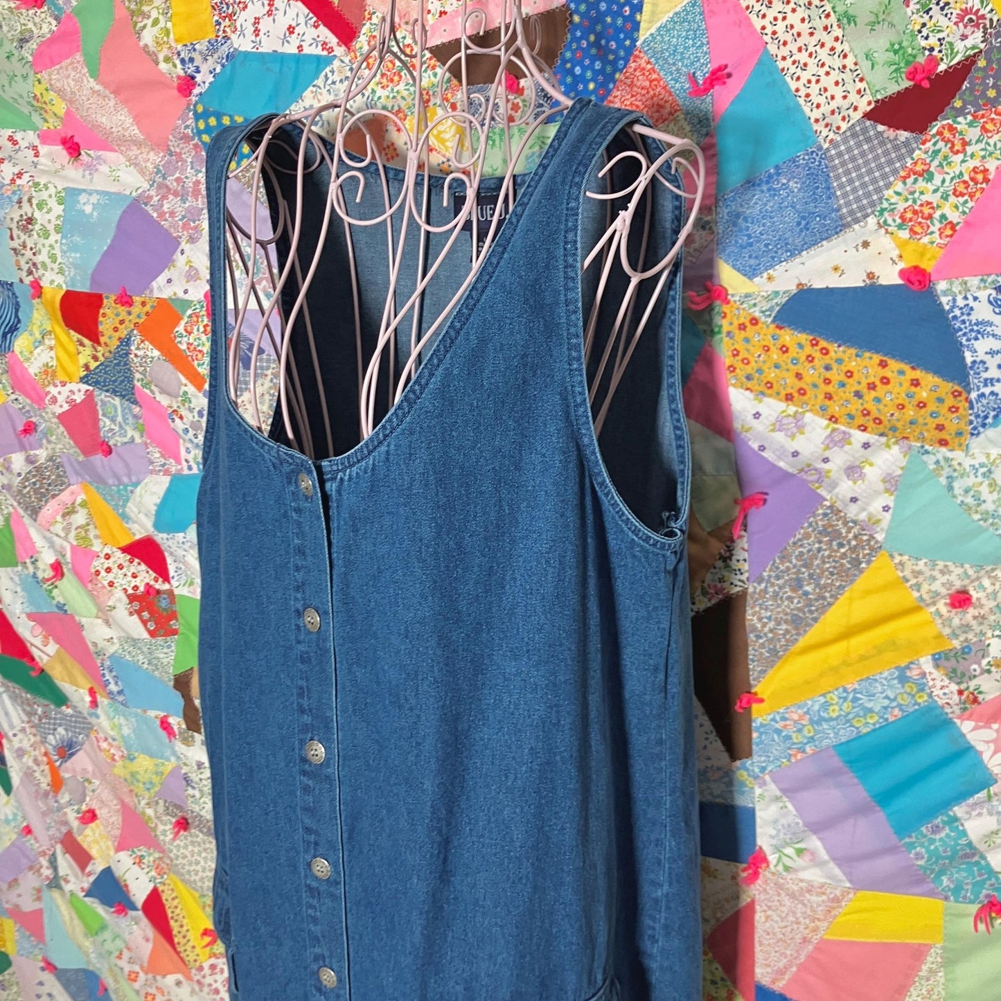 vintage 90s y2k dress denim jean maxi jumper |L|  medium- dark wash Blue J.