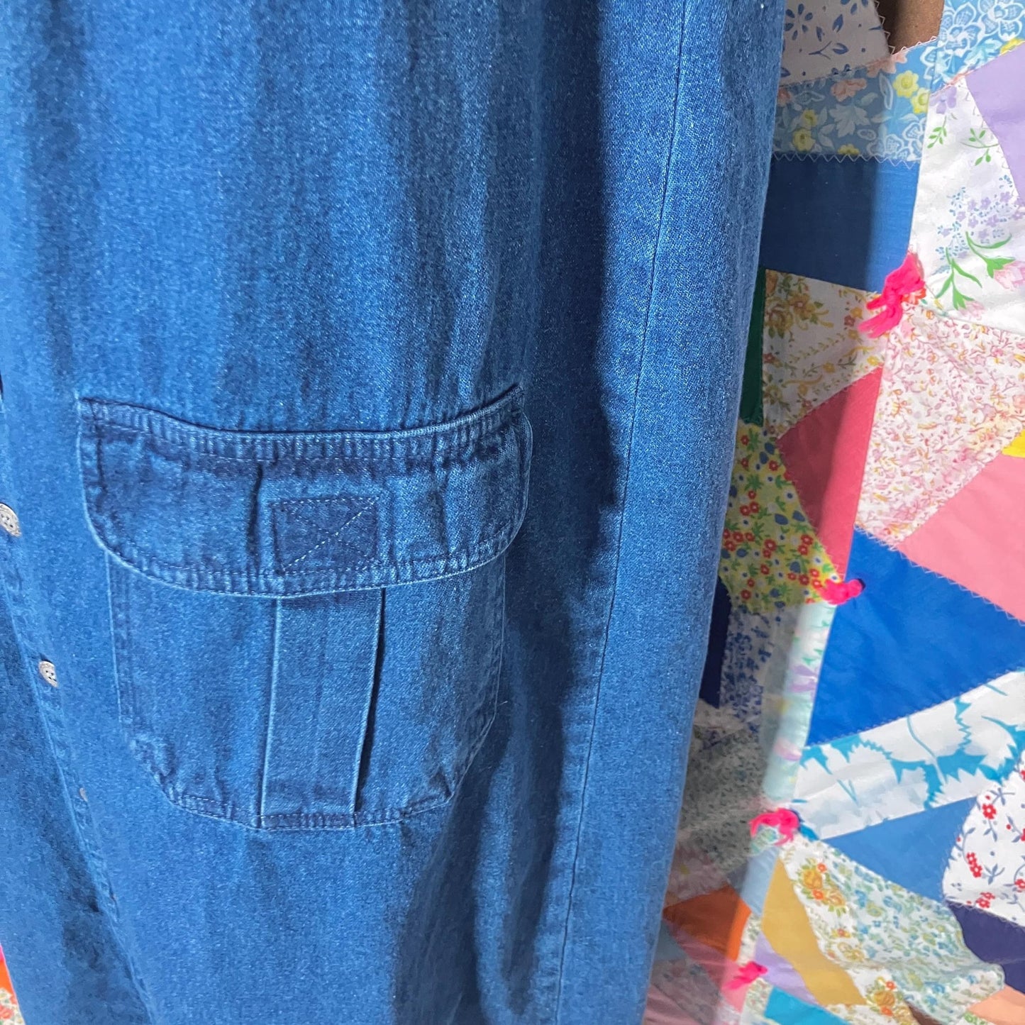 vintage 90s y2k dress denim jean maxi jumper |L|  medium- dark wash Blue J.