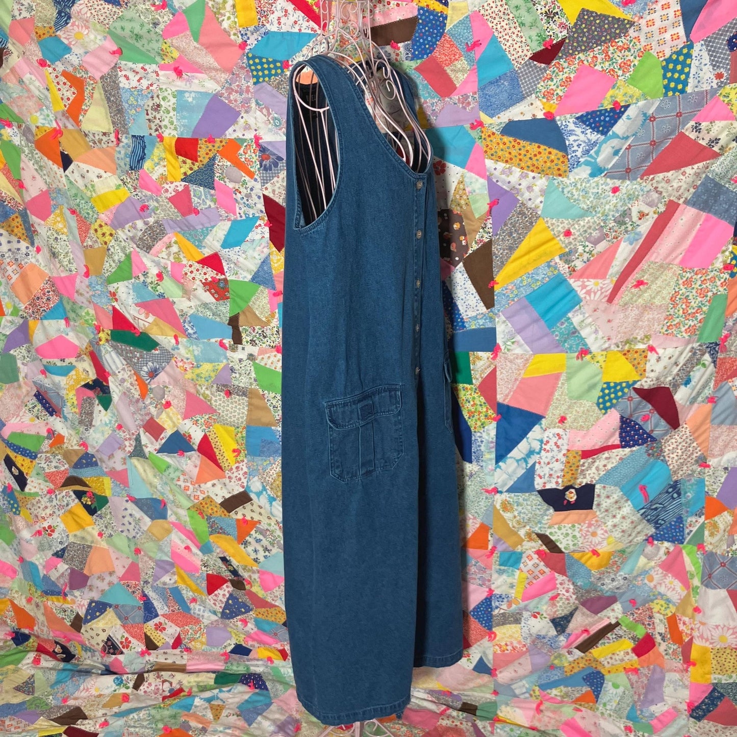 vintage 90s y2k dress denim jean maxi jumper |L|  medium- dark wash Blue J.