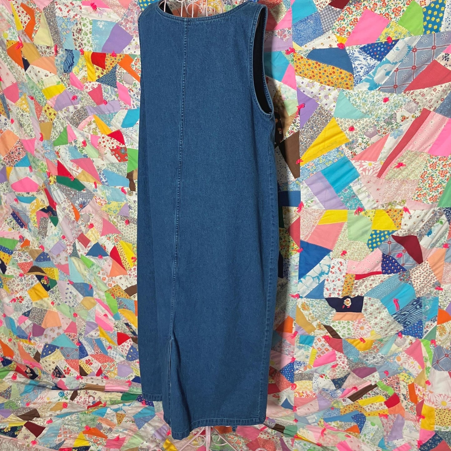vintage 90s y2k dress denim jean maxi jumper |L|  medium- dark wash Blue J.