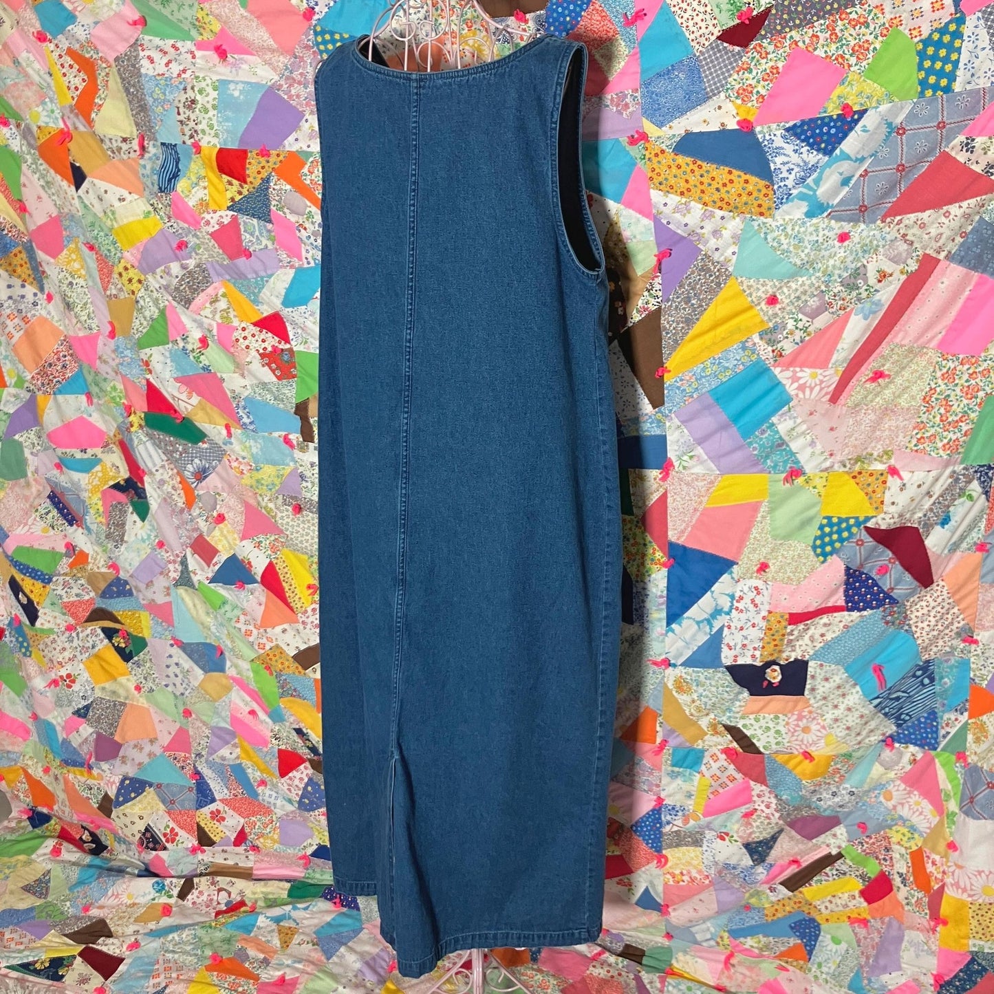 vintage 90s y2k dress denim jean maxi jumper |L|  medium- dark wash Blue J.