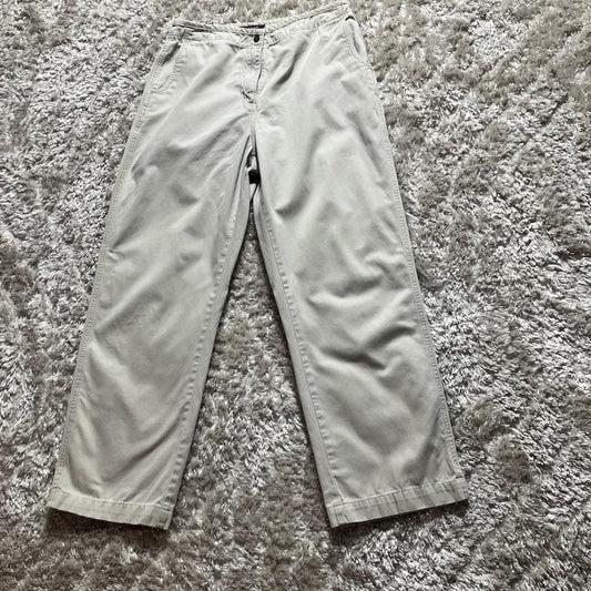 vintage 90s Y2K pants khaki stone ecru cotton blend soft  1990s minimal  | M-L | short inseam Woolrich