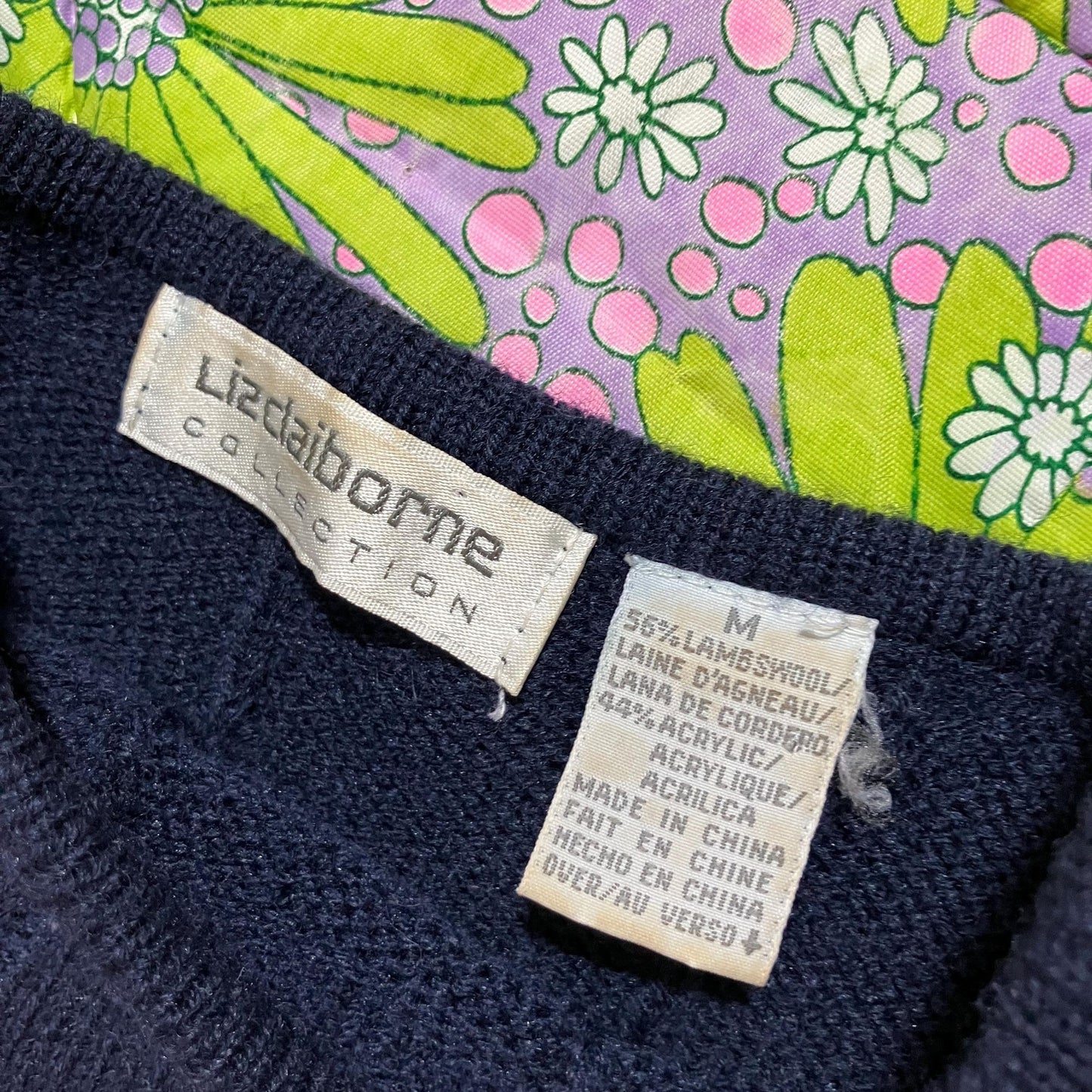 vintage 80s dress  wool | S-M | navy blue cable knit minimal academic Liz Claiborne