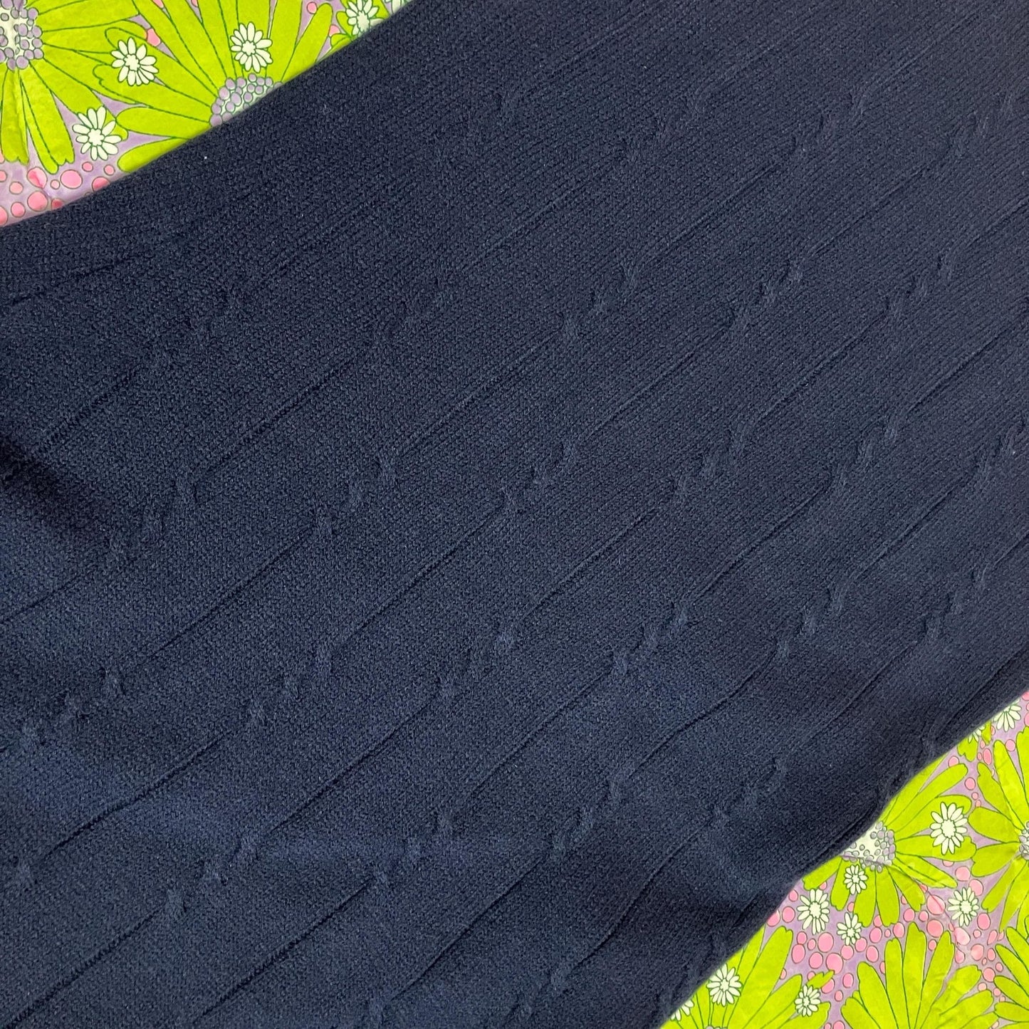 vintage 80s dress  wool | S-M | navy blue cable knit minimal academic Liz Claiborne