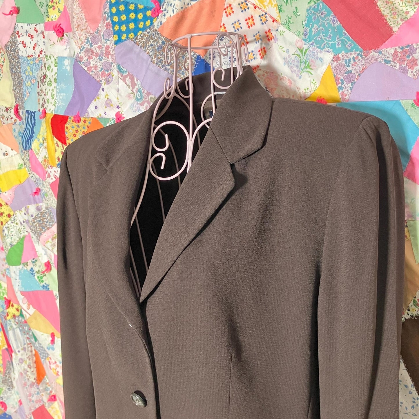 Vintage 90s blazer chocolate brown  |S-M| 90s Anne Klein II  long USA made