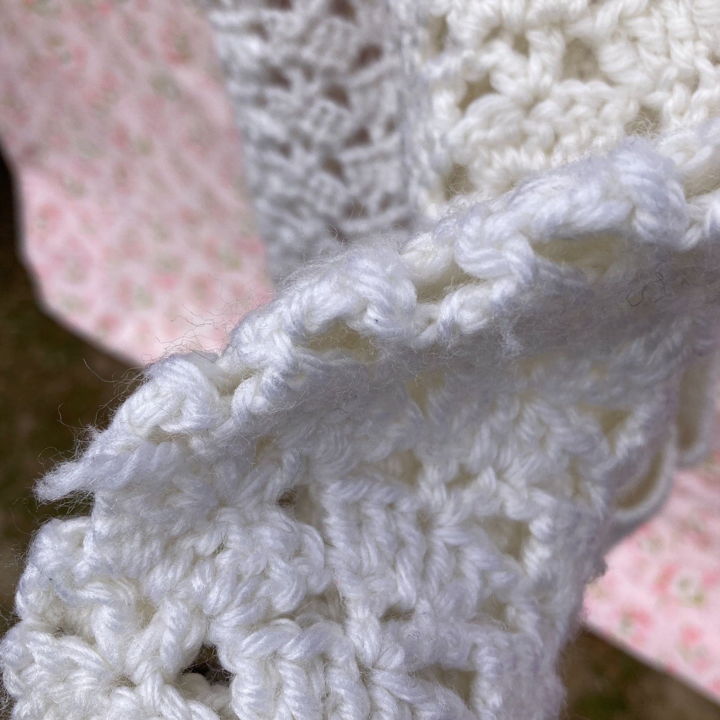 Vintage 70s sweater M  white open knit cardigan  openwork long shawl collar