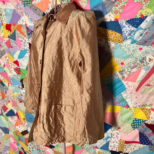 Vintage Saks Fifth Ave y2k 90s top iridescent tan | M-L |  button up silk top shirt blouse