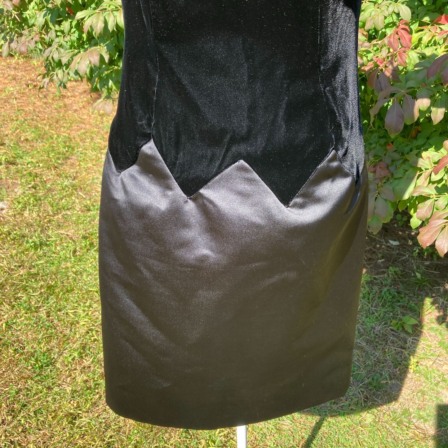 Vintage 80s dress Saks Fifth Avenue velvet black  1980s  bow ILGWU union made satin Evenings by Raul Blanco