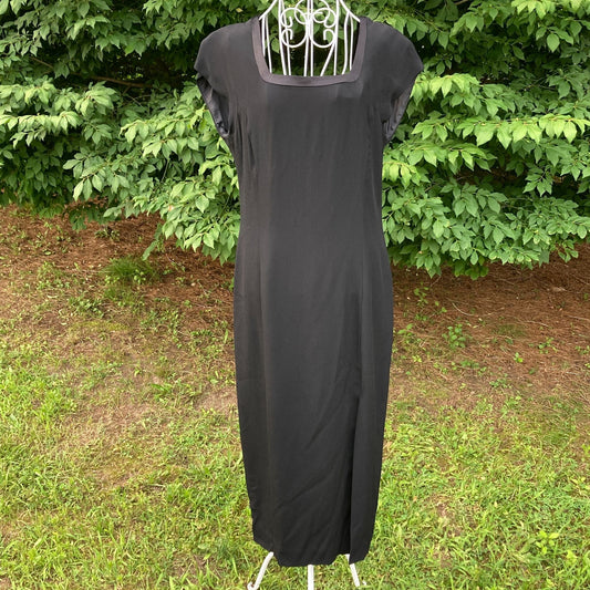 Vintage 90s 80s dress black shorts sleeve | XS - S |  Donna Ricco midi