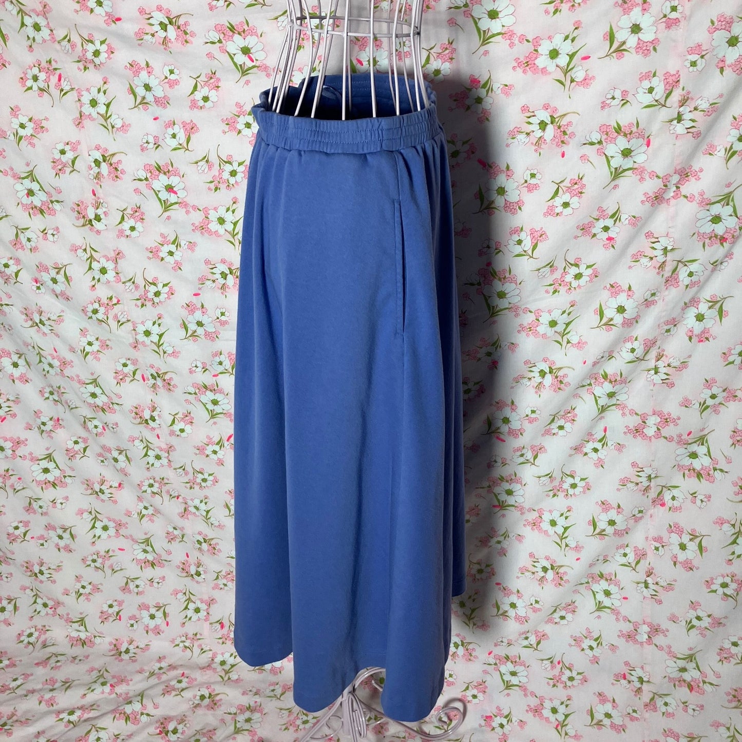 vintage 90s Y2K  midi skirt periwinkle blue - purple cotton 1990s minimal  | XS-S | cotton Talbots |  26 in - 29 in waist |