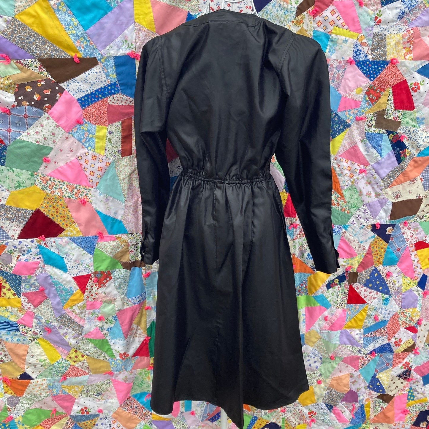 Vintage 70s 80s dress black  | S - M | puff sleeve  Directions by Joy Stevens