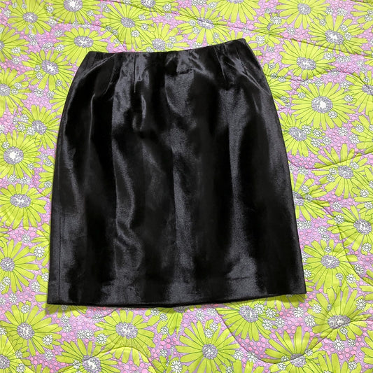 vintage 90s Y2K skirt black faux fur 1990s minimal  | S-M |  Harvé Benard by Benard Holtzman