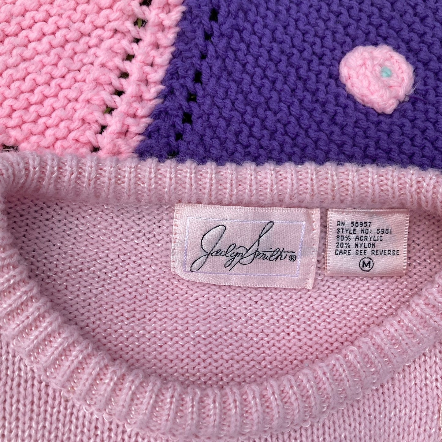 Vintage 80s 90s sparkly sweater glitter pastel pink  silver white 1990s fairy kei kawaii  Jaclyn Smith