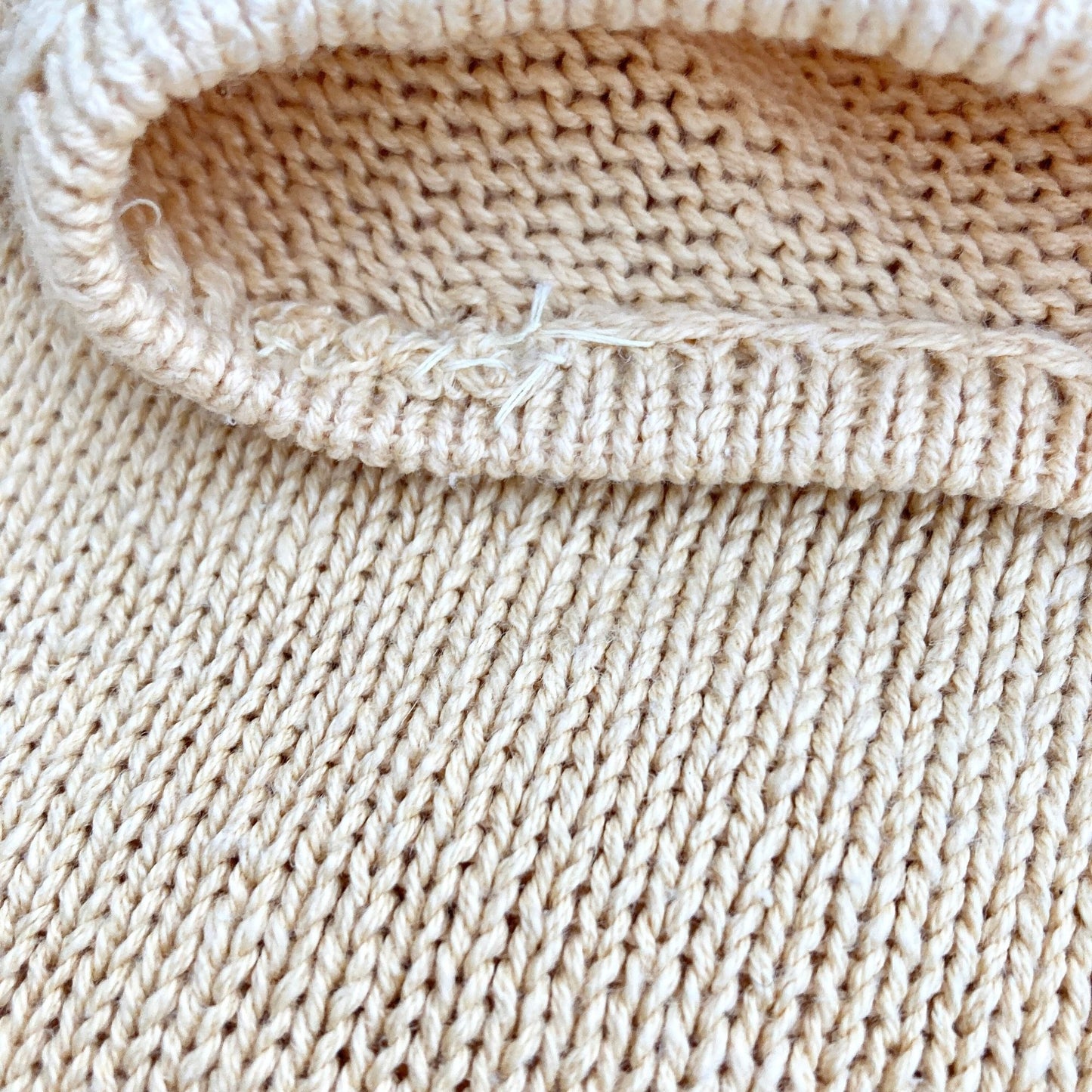 vintage 90s sweater  long sleeve pink tan light butter yellow 1990s geometric southwest mended repaired Autograph American Clothing