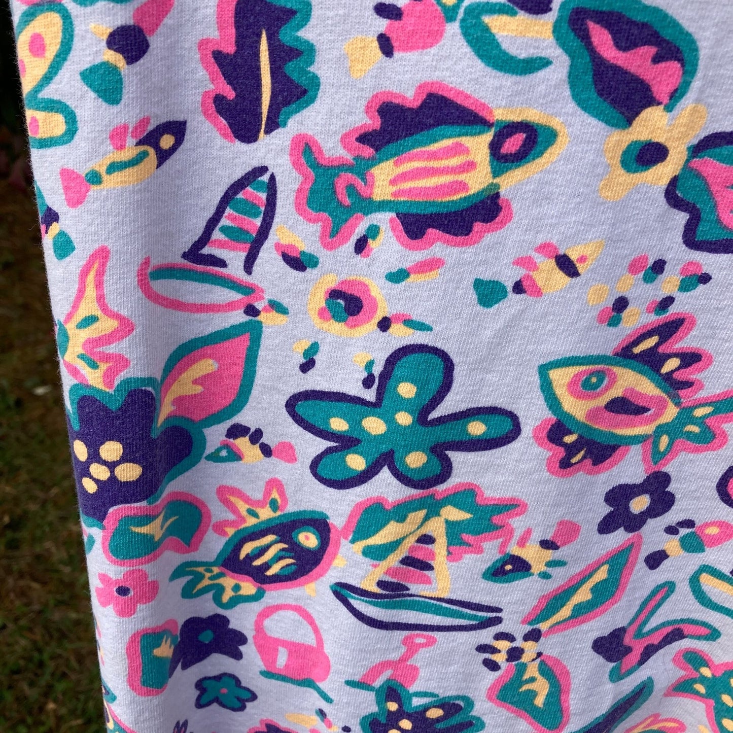 Vintage 90s dress white cotton |S-M| tank top neon pink orange purple novelty fish sail boat print beach 1990s Eyecatcher