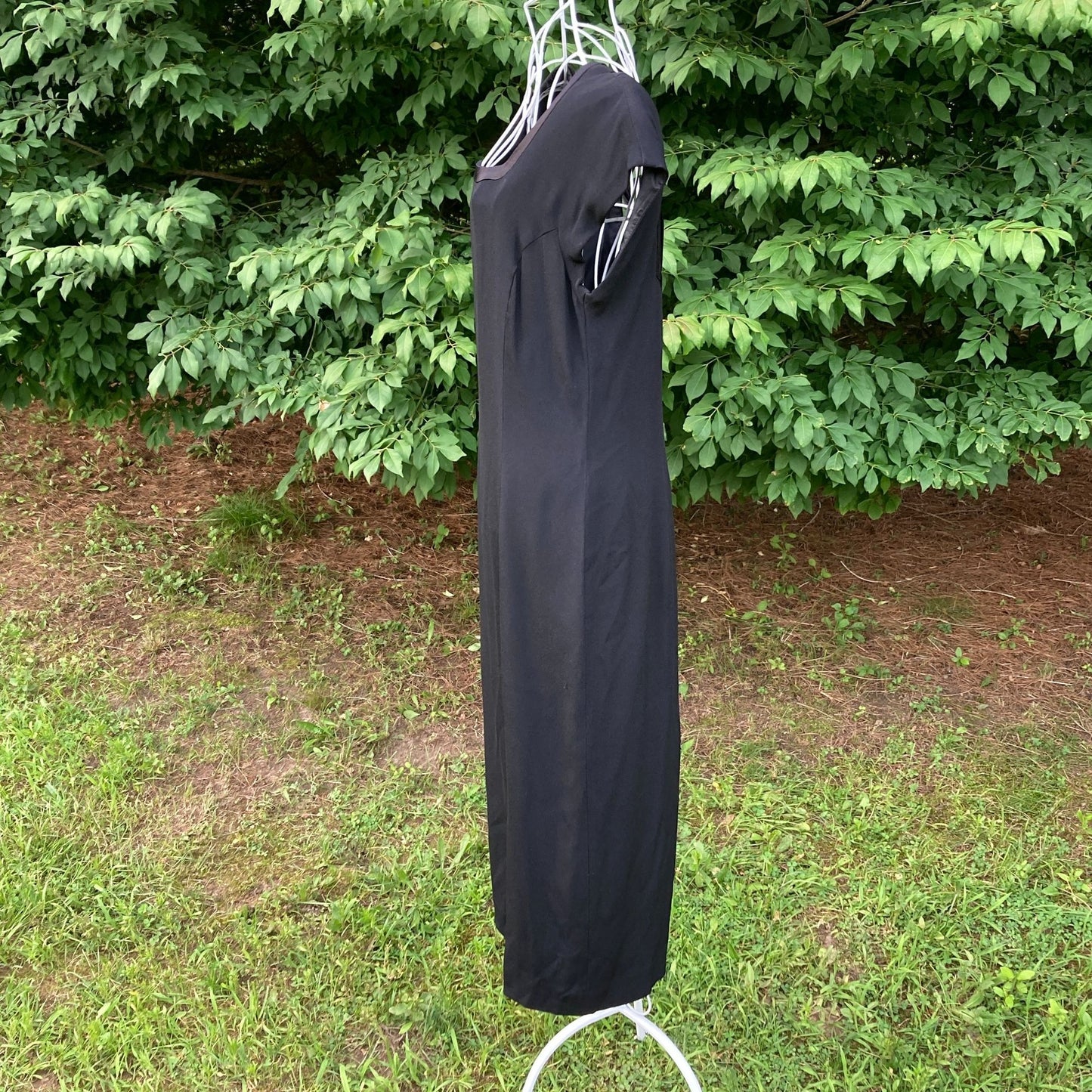 Vintage 90s 80s dress black shorts sleeve | XS - S |  Donna Ricco midi