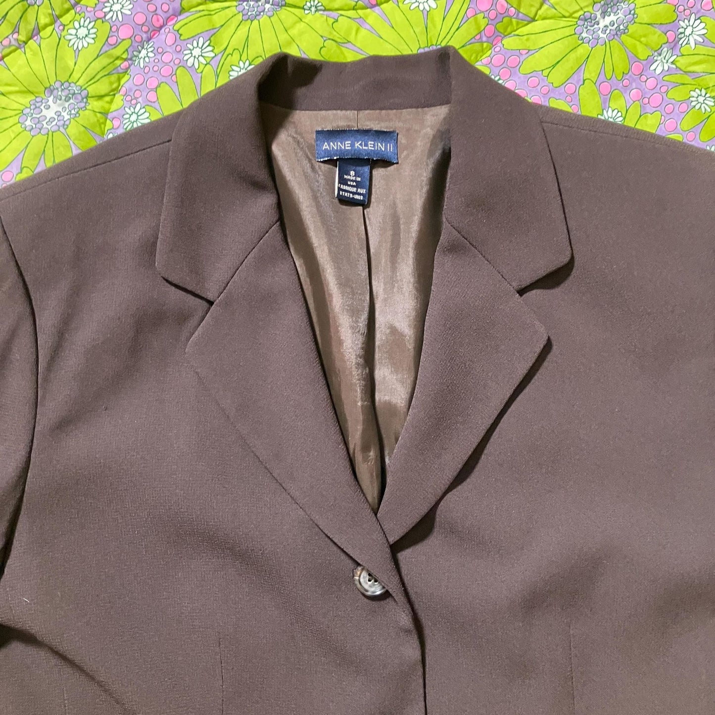 Vintage 90s blazer chocolate brown  |S-M| 90s Anne Klein II  long USA made