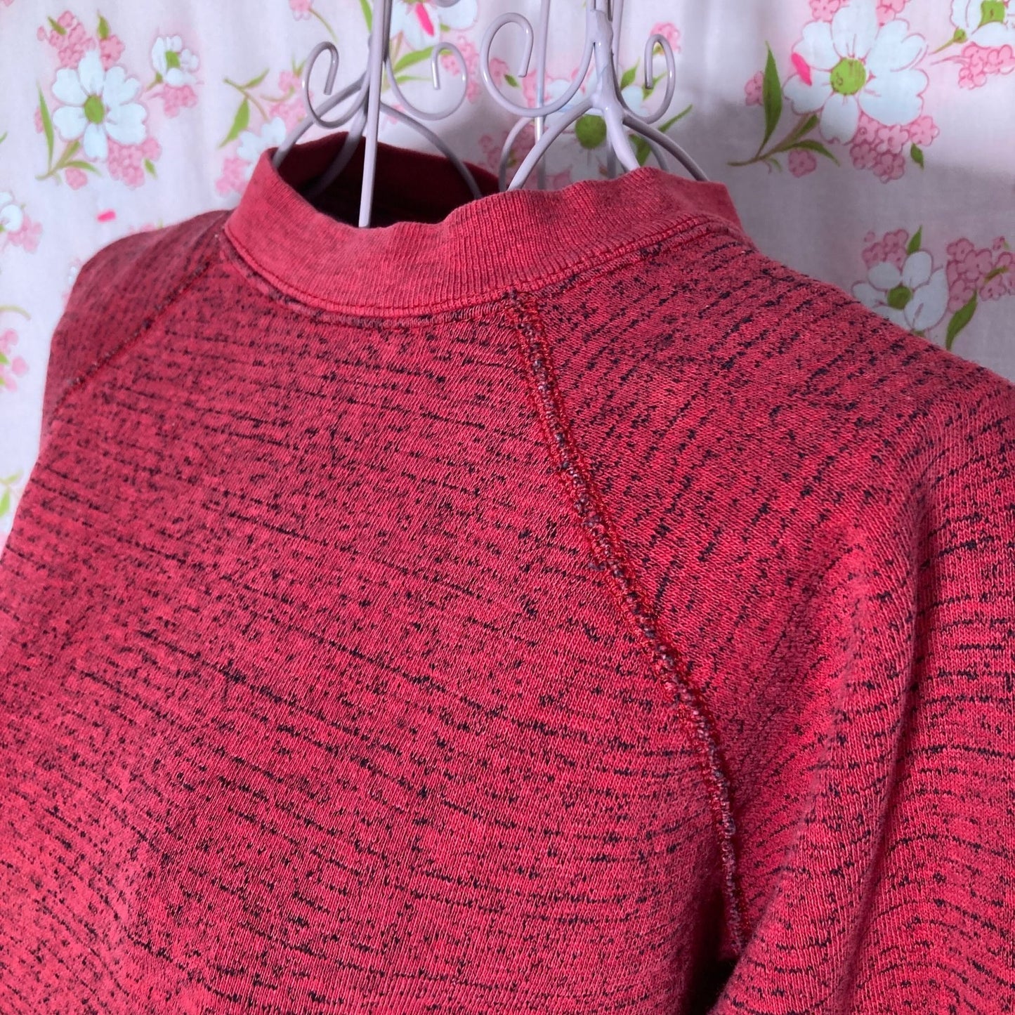 Vintage 80s sweatshirt  | S - M | red black marled Tultex Sweats Appeal distressed