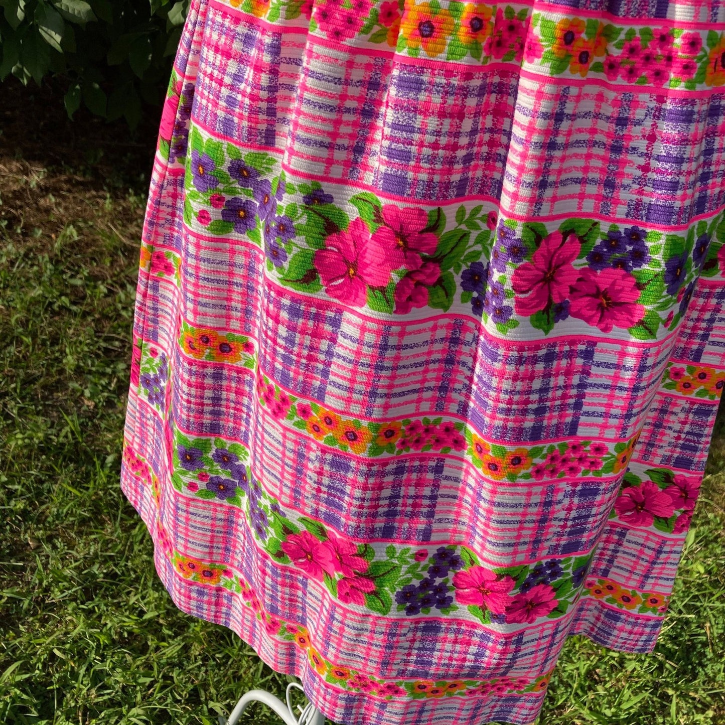 vintage 70S dress  | S  - M  | floral print pink green white psychedelic mod retro 1970s Liberty Circle